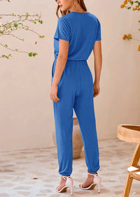 PRETTYGARDEN Jumpsuits for Women Dressy Summer Casual Short Sleeve Romper Spring Airport Beach Vacation Travel Outfits PRETTYGARDEN