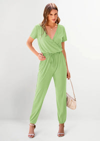 PRETTYGARDEN Jumpsuits for Women Dressy Summer Casual Short Sleeve Romper Spring Airport Beach Vacation Travel Outfits PRETTYGARDEN