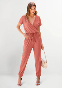 PRETTYGARDEN Jumpsuits for Women Dressy Summer Casual Short Sleeve Romper Spring Airport Beach Vacation Travel Outfits PRETTYGARDEN