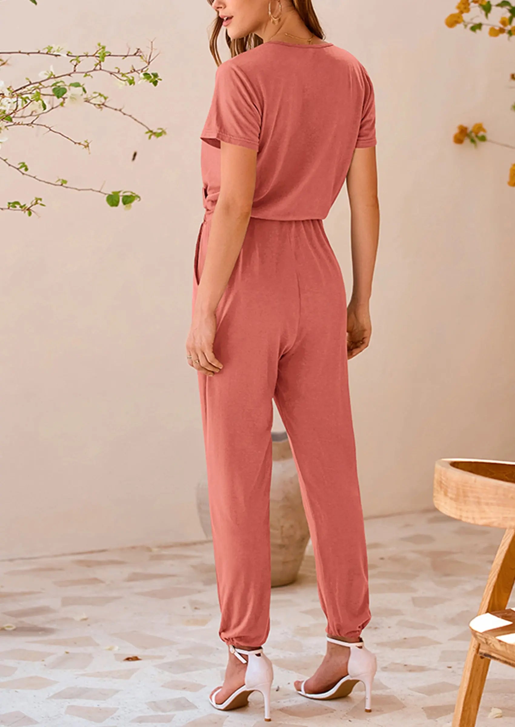 PRETTYGARDEN Jumpsuits for Women Dressy Summer Casual Short Sleeve Romper Spring Airport Beach Vacation Travel Outfits PRETTYGARDEN