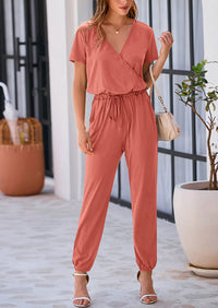 PRETTYGARDEN Jumpsuits for Women Dressy Summer Casual Short Sleeve Romper Spring Airport Beach Vacation Travel Outfits PRETTYGARDEN