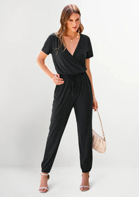 PRETTYGARDEN Jumpsuits for Women Dressy Summer Casual Short Sleeve Romper Spring Airport Beach Vacation Travel Outfits PRETTYGARDEN