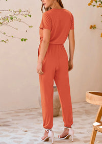 PRETTYGARDEN Jumpsuits for Women Dressy Summer Casual Short Sleeve Romper Spring Airport Beach Vacation Travel Outfits PRETTYGARDEN