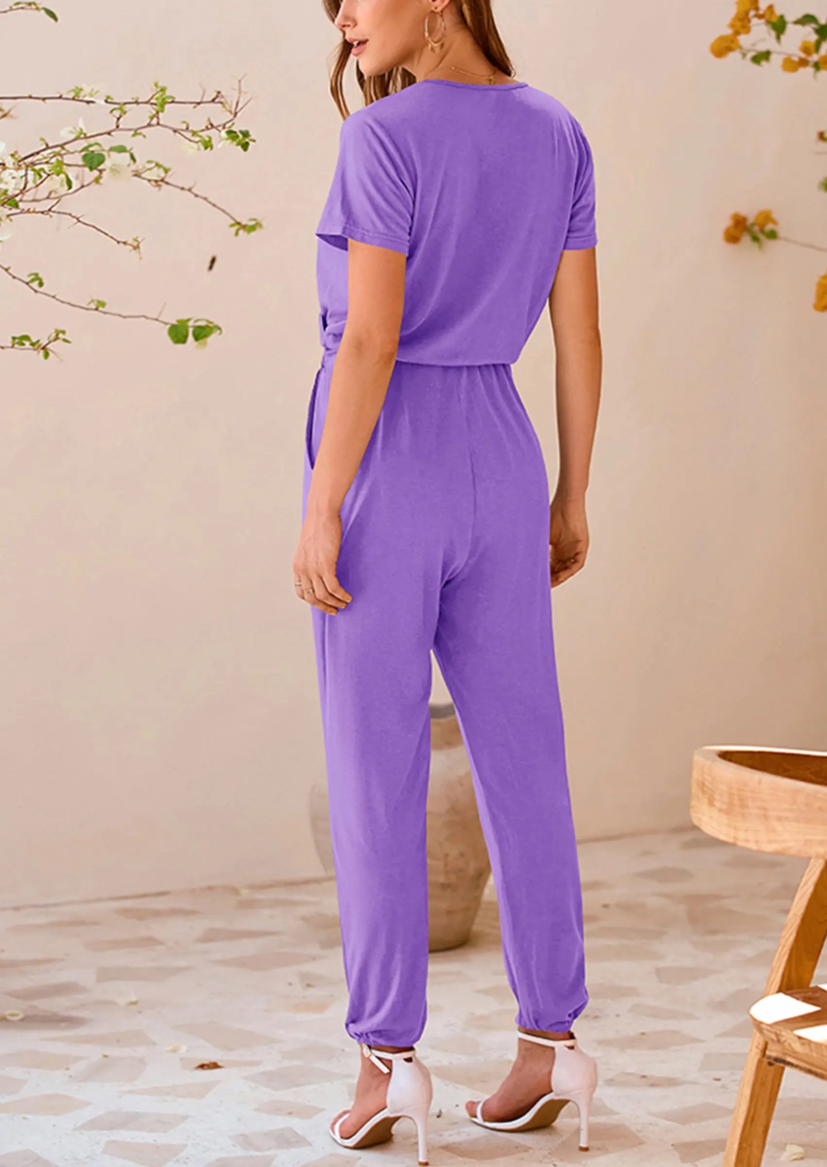 PRETTYGARDEN Jumpsuits for Women Dressy Summer Casual Short Sleeve Romper Spring Airport Beach Vacation Travel Outfits PRETTYGARDEN