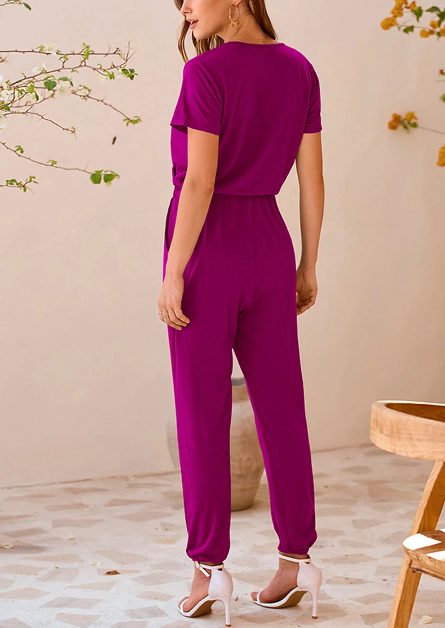 PRETTYGARDEN Jumpsuits for Women Dressy Summer Casual Short Sleeve Romper Spring Airport Beach Vacation Travel Outfits PRETTYGARDEN