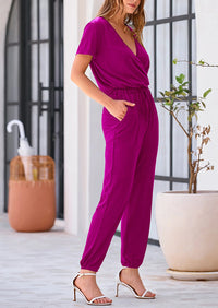 PRETTYGARDEN Jumpsuits for Women Dressy Summer Casual Short Sleeve Romper Spring Airport Beach Vacation Travel Outfits PRETTYGARDEN