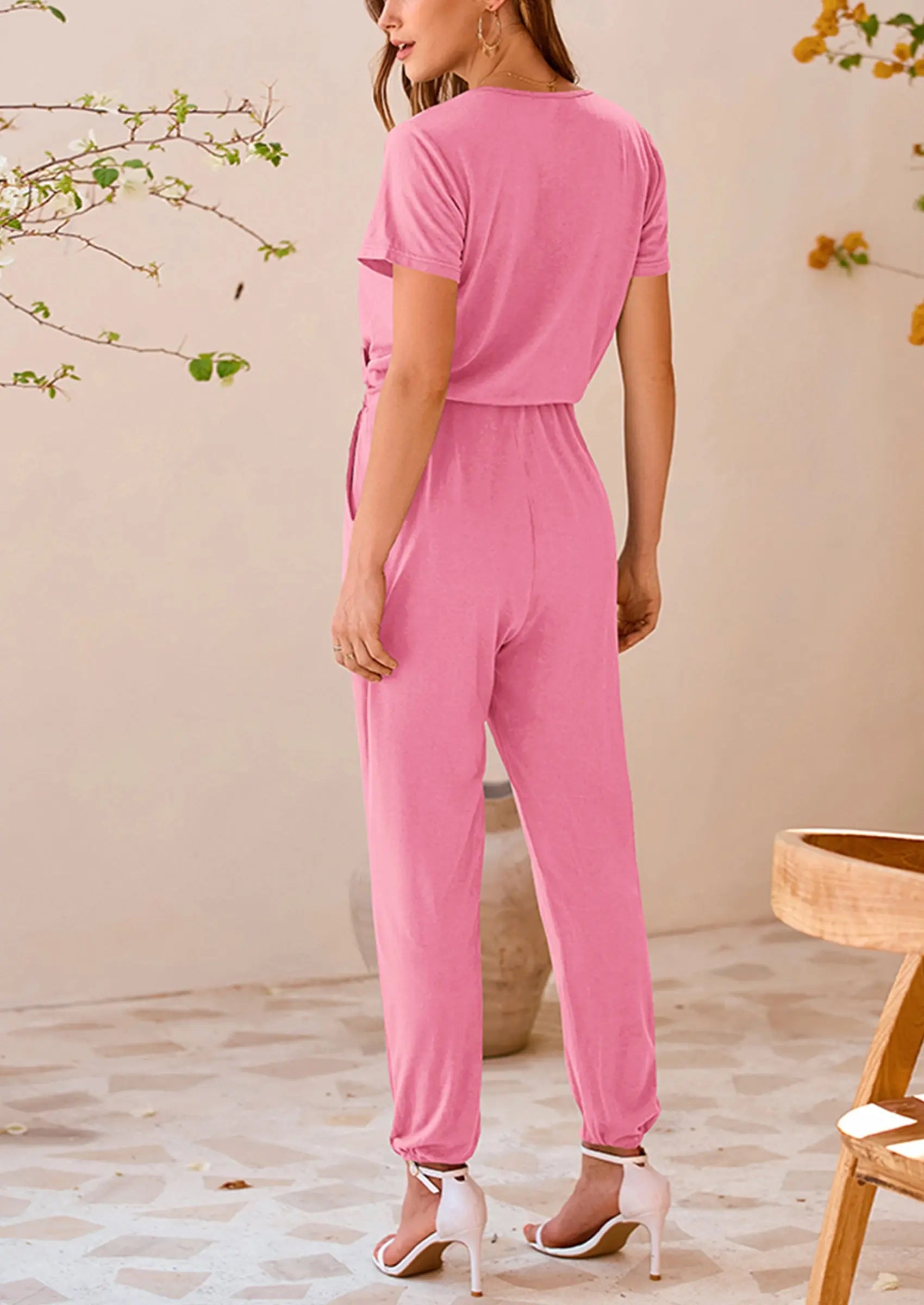 PRETTYGARDEN Jumpsuits for Women Dressy Summer Casual Short Sleeve Romper Spring Airport Beach Vacation Travel Outfits PRETTYGARDEN