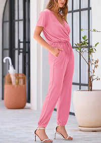 PRETTYGARDEN Jumpsuits for Women Dressy Summer Casual Short Sleeve Romper Spring Airport Beach Vacation Travel Outfits PRETTYGARDEN