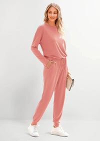PRETTYGARDEN Lounge Outfit Long Sleeve Crewneck Pullover Tops High Waisted Pants Set Tracksuit PRETTYGARDEN