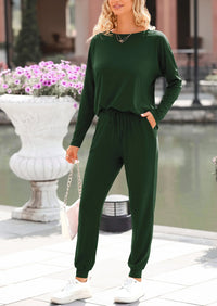PRETTYGARDEN Lounge Outfit Long Sleeve Crewneck Pullover Tops High Waisted Pants Set Tracksuit PRETTYGARDEN