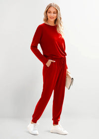 PRETTYGARDEN Lounge Outfit Long Sleeve Crewneck Pullover Tops High Waisted Pants Set Tracksuit PRETTYGARDEN