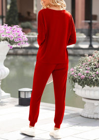PRETTYGARDEN Lounge Outfit Long Sleeve Crewneck Pullover Tops High Waisted Pants Set Tracksuit PRETTYGARDEN