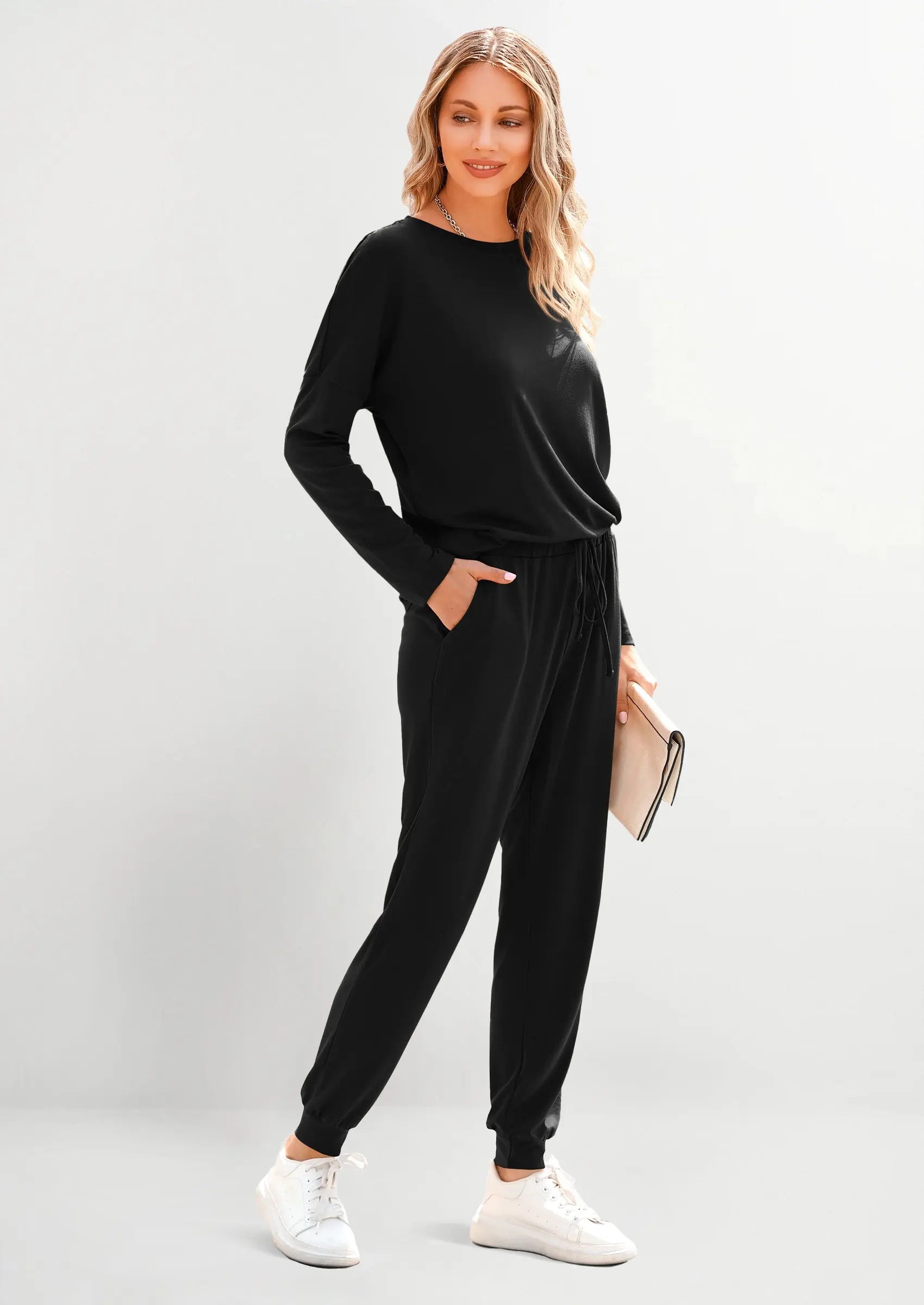 PRETTYGARDEN Lounge Outfit Long Sleeve Crewneck Pullover Tops High Waisted Pants Set Tracksuit PRETTYGARDEN
