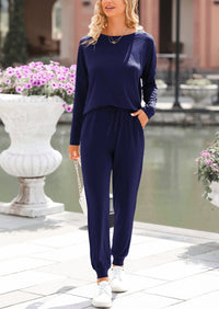 PRETTYGARDEN Lounge Outfit Long Sleeve Crewneck Pullover Tops High Waisted Pants Set Tracksuit PRETTYGARDEN