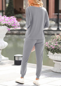 PRETTYGARDEN Lounge Outfit Long Sleeve Crewneck Pullover Tops High Waisted Pants Set Tracksuit PRETTYGARDEN