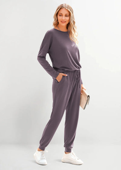 PRETTYGARDEN Lounge Outfit Long Sleeve Crewneck Pullover Tops High Waisted Pants Set Tracksuit PRETTYGARDEN