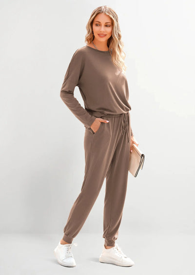 PRETTYGARDEN Lounge Outfit Long Sleeve Crewneck Pullover Tops High Waisted Pants Set Tracksuit PRETTYGARDEN