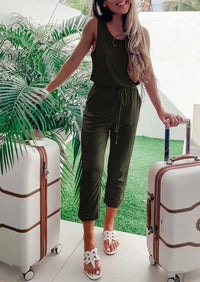 PRETTYGARDEN Two Piece Outfit Sets Casual Sleeveless Crewneck Tops and Sweatpants PRETTYGARDEN