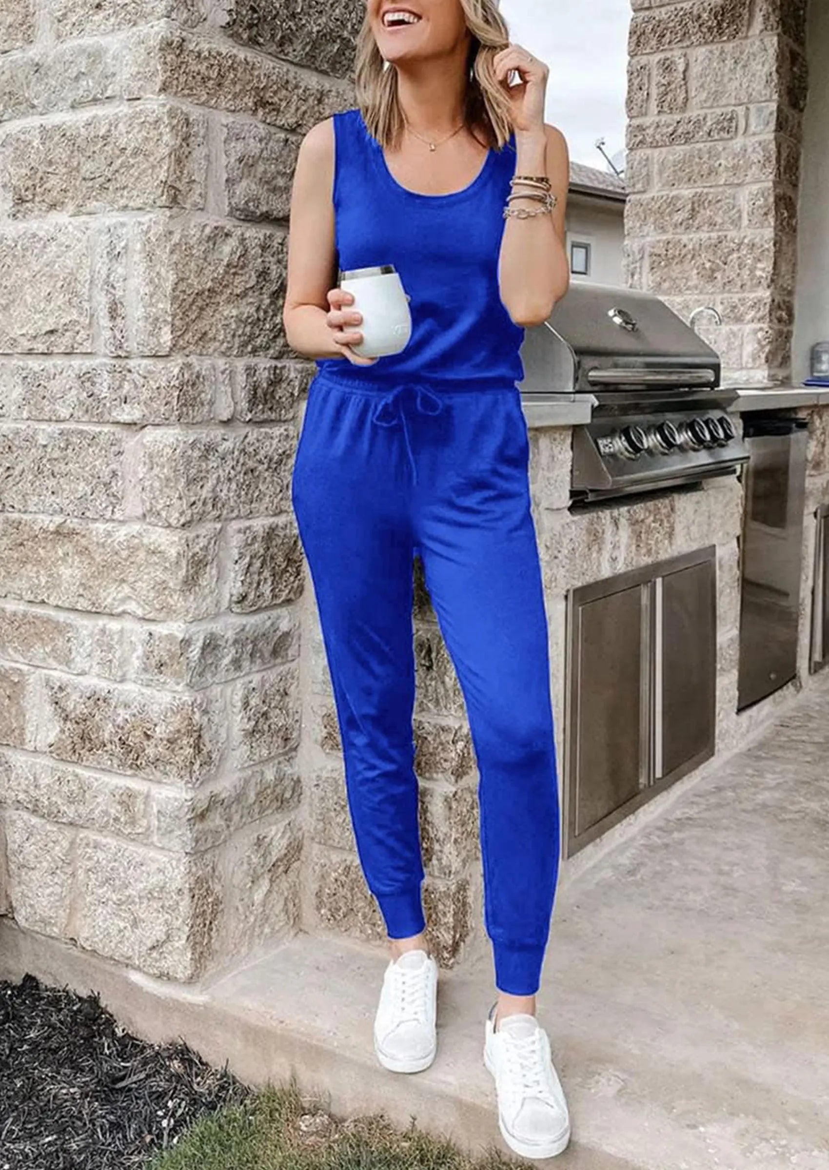 PRETTYGARDEN Two Piece Outfit Sets Casual Sleeveless Crewneck Tops and Sweatpants PRETTYGARDEN