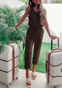 PRETTYGARDEN Two Piece Outfit Sets Casual Sleeveless Crewneck Tops and Sweatpants PRETTYGARDEN