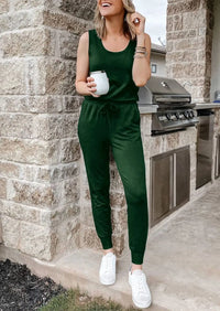 PRETTYGARDEN Two Piece Outfit Sets Casual Sleeveless Crewneck Tops and Sweatpants PRETTYGARDEN