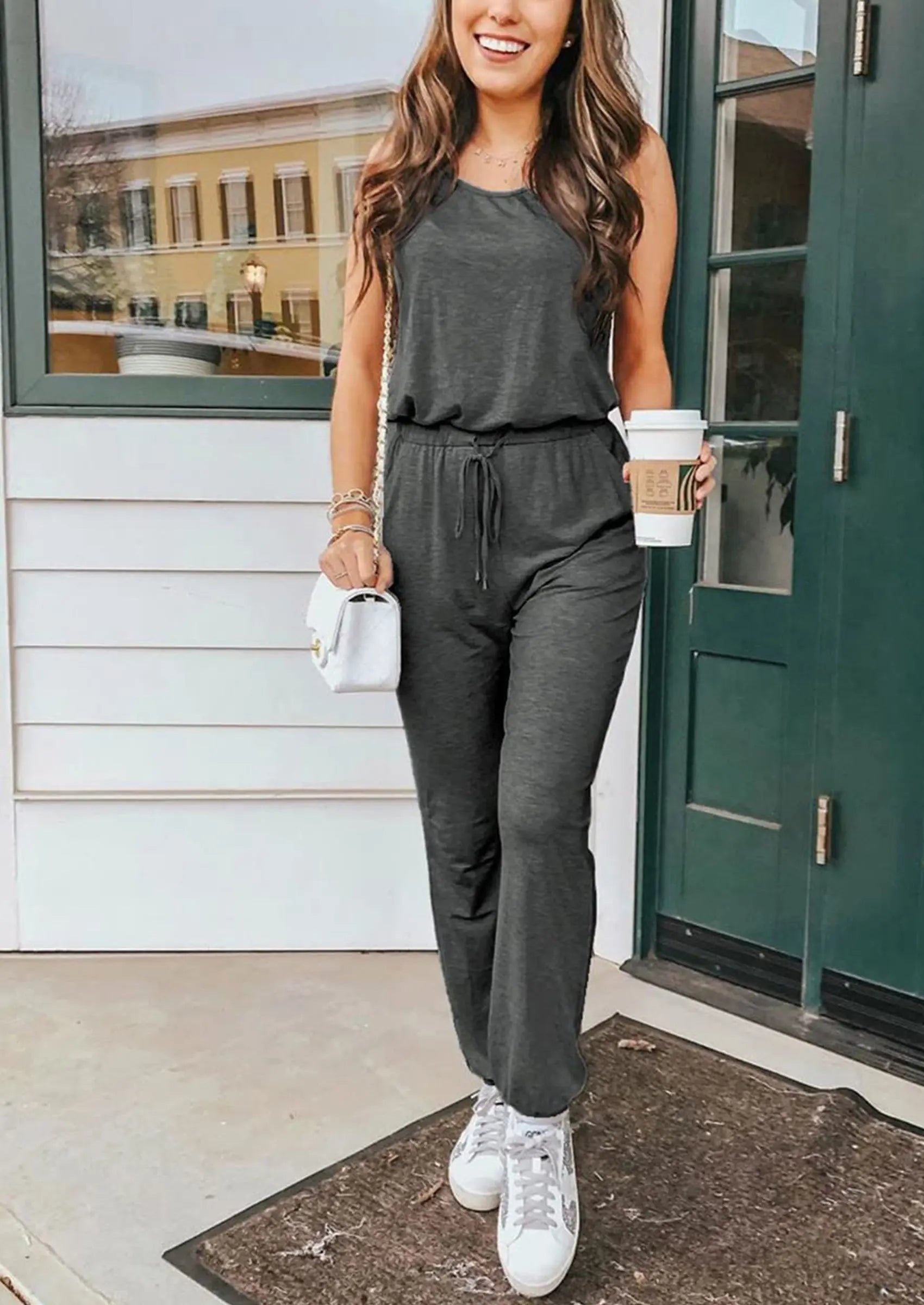 PRETTYGARDEN Two Piece Outfit Sets Casual Sleeveless Crewneck Tops and Sweatpants PRETTYGARDEN