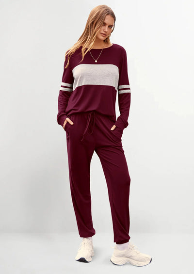 PRETTYGARDEN Women's Color Block 2 Piece Spring Tracksuit Crewneck Long Sleeve Tops Long Sweatpants Outfits Lounge Sets PRETTYGARDEN