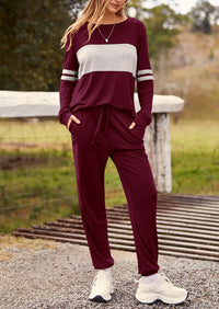PRETTYGARDEN Women's Color Block 2 Piece Spring Tracksuit Crewneck Long Sleeve Tops Long Sweatpants Outfits Lounge Sets PRETTYGARDEN