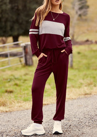 PRETTYGARDEN Women's Color Block 2 Piece Spring Tracksuit Crewneck Long Sleeve Tops Long Sweatpants Outfits Lounge Sets PRETTYGARDEN