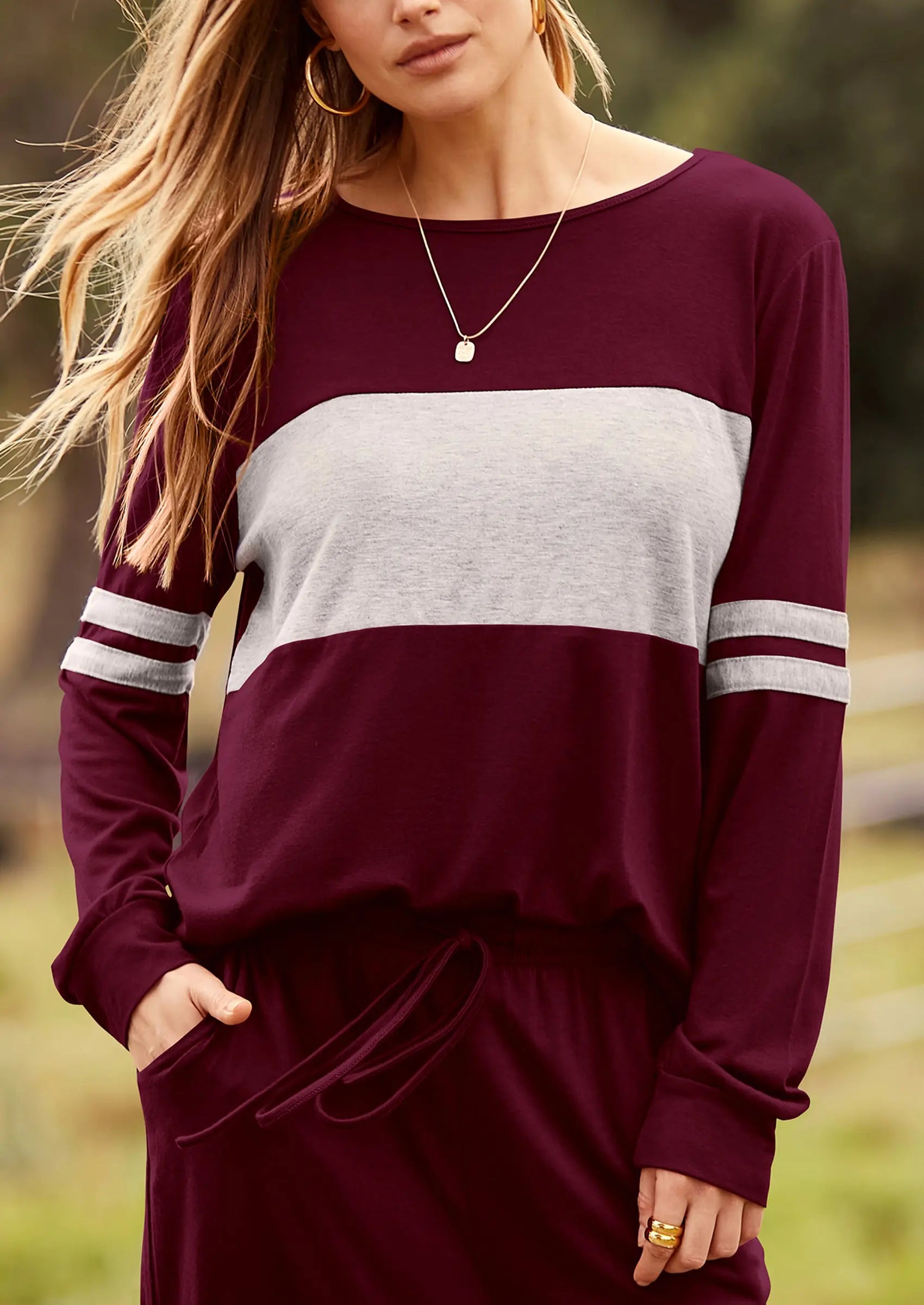 PRETTYGARDEN Women's Color Block 2 Piece Spring Tracksuit Crewneck Long Sleeve Tops Long Sweatpants Outfits Lounge Sets PRETTYGARDEN