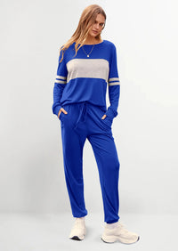 PRETTYGARDEN Women's Color Block 2 Piece Spring Tracksuit Crewneck Long Sleeve Tops Long Sweatpants Outfits Lounge Sets PRETTYGARDEN
