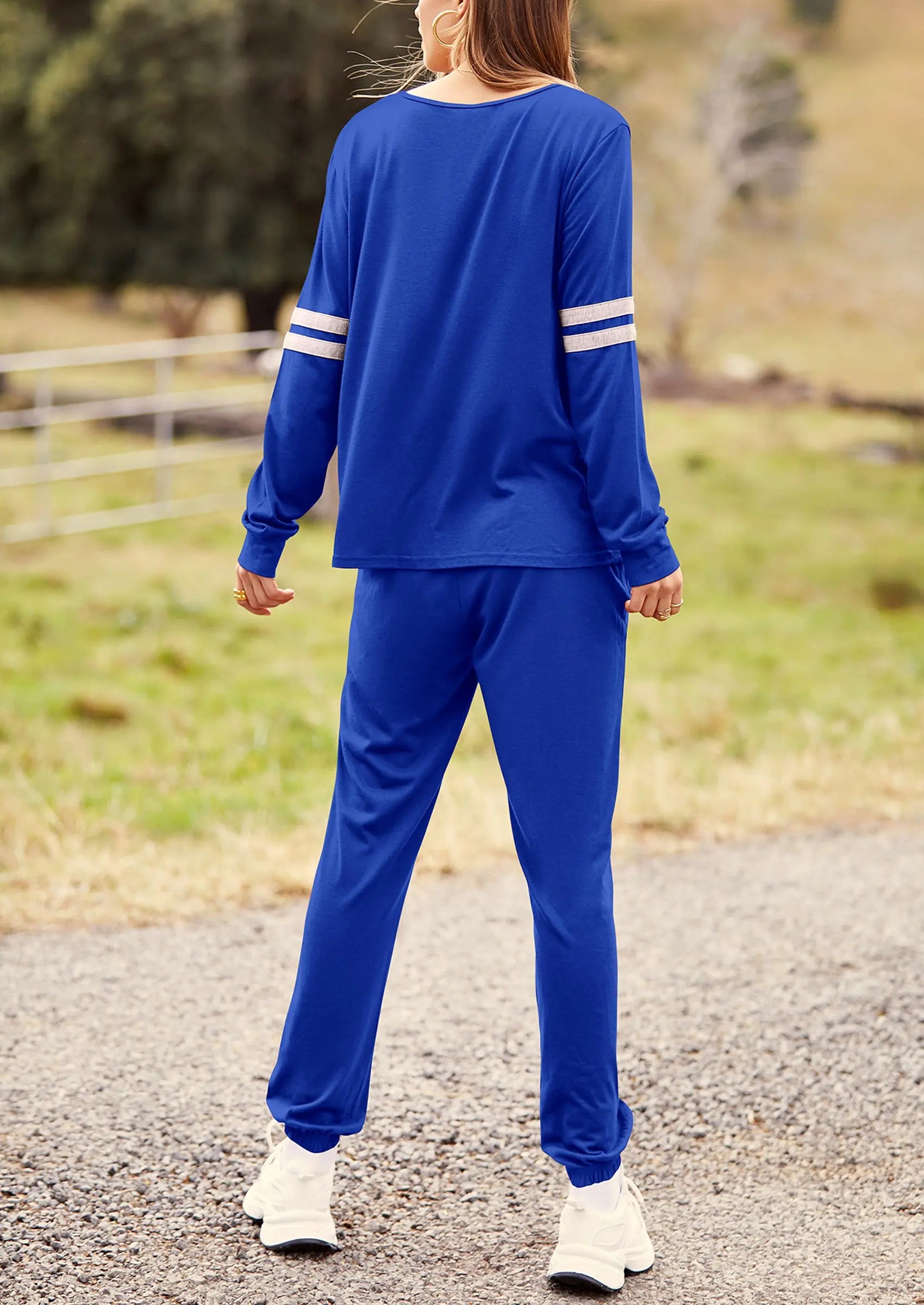 PRETTYGARDEN Women's Color Block 2 Piece Spring Tracksuit Crewneck Long Sleeve Tops Long Sweatpants Outfits Lounge Sets PRETTYGARDEN