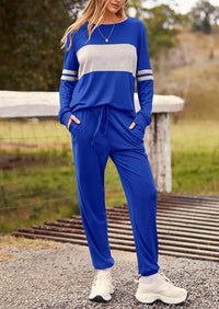 PRETTYGARDEN Women's Color Block 2 Piece Spring Tracksuit Crewneck Long Sleeve Tops Long Sweatpants Outfits Lounge Sets PRETTYGARDEN
