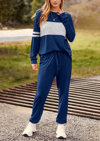 PRETTYGARDEN Women's Color Block 2 Piece Spring Tracksuit Crewneck Long Sleeve Tops Long Sweatpants Outfits Lounge Sets PRETTYGARDEN