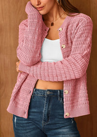 PRETTYGARDEN Women's Knit Cardigan Sweaters Casual Long Sleeve Open Front Button Down Trendy Jackets Outerwear - PRETTYGARDEN