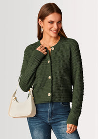 PRETTYGARDEN Women's Knit Cardigan Sweaters Casual Long Sleeve Open Front Button Down Trendy Jackets Outerwear - PRETTYGARDEN