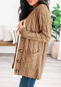 PRETTYGARDEN Women's Open Front Cardigan Sweaters Fall Fashion Button Down Cable Knit Chunky Winter Outerwear Coats PRETTYGARDEN