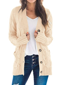 PRETTYGARDEN Women's Open Front Cardigan Sweaters Fall Fashion Button Down Cable Knit Chunky Winter Outerwear Coats PRETTYGARDEN