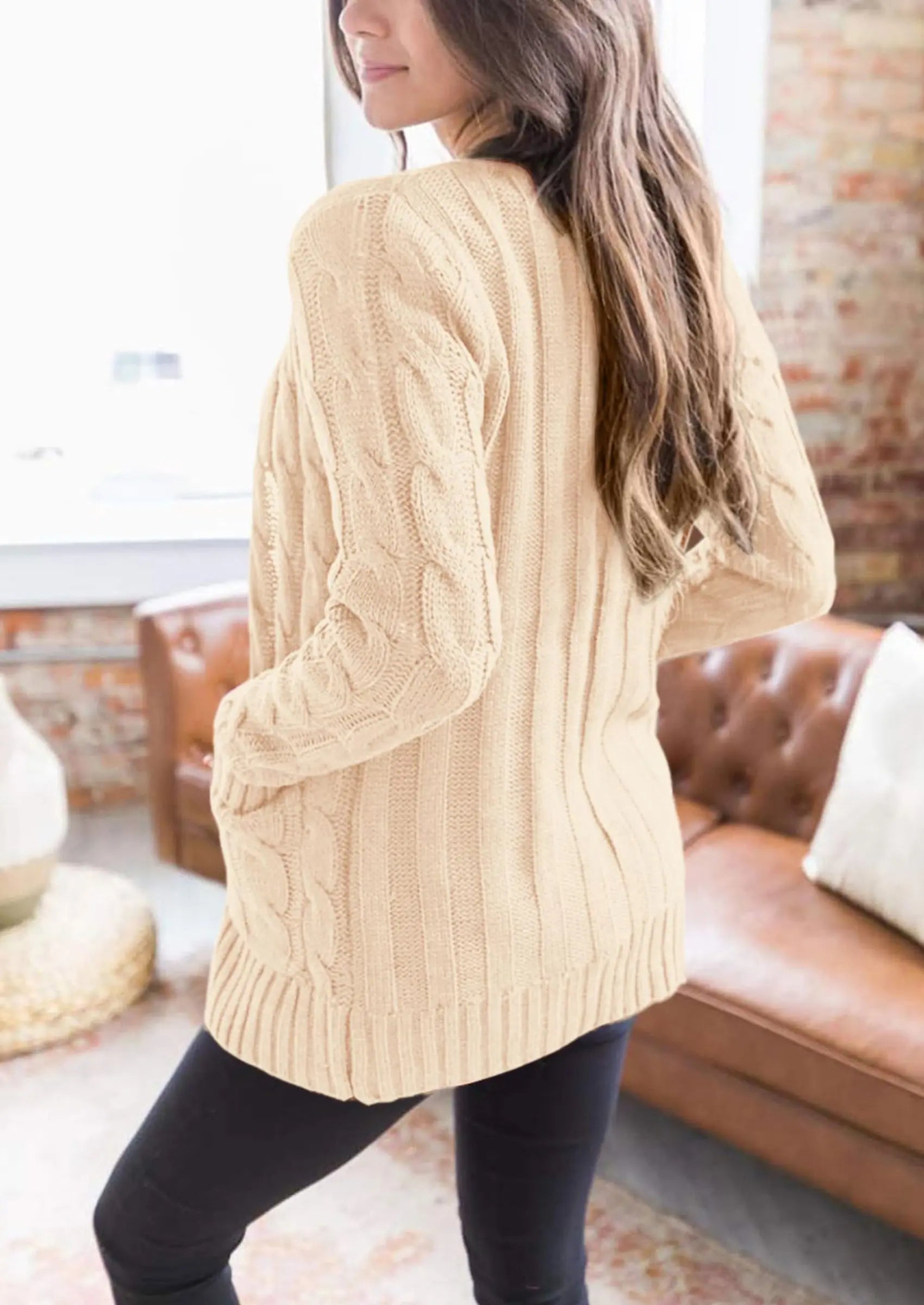 PRETTYGARDEN Women's Open Front Cardigan Sweaters Fall Fashion Button Down Cable Knit Chunky Winter Outerwear Coats PRETTYGARDEN