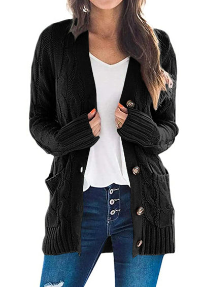 PRETTYGARDEN Women's Open Front Cardigan Sweaters Fall Fashion Button Down Cable Knit Chunky Winter Outerwear Coats PRETTYGARDEN