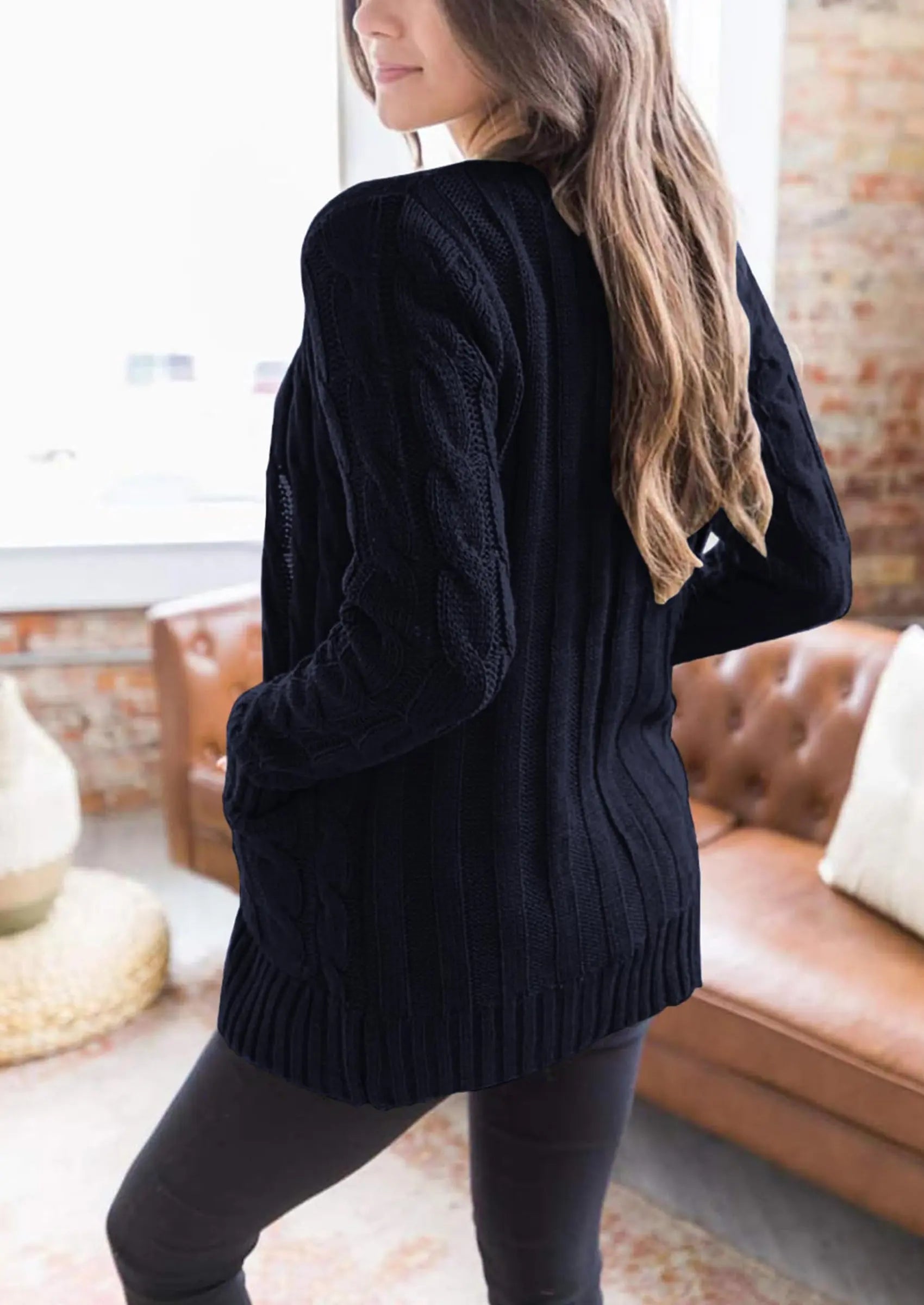 PRETTYGARDEN Women's Open Front Cardigan Sweaters Fall Fashion Button Down Cable Knit Chunky Winter Outerwear Coats PRETTYGARDEN