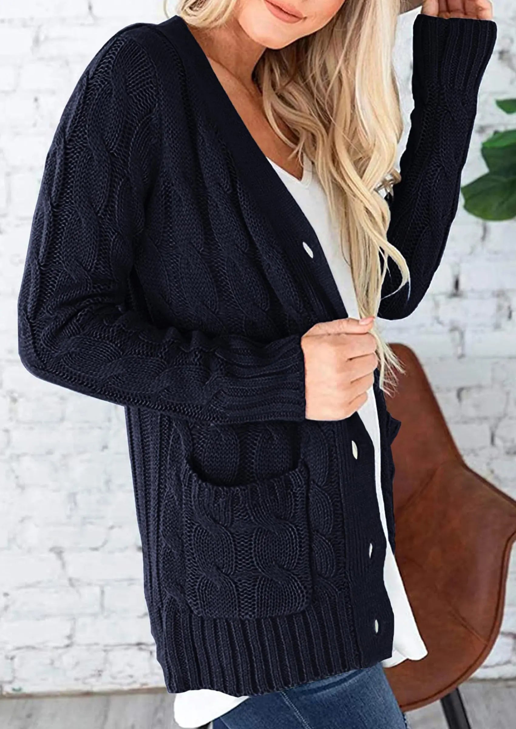 PRETTYGARDEN Women's Open Front Cardigan Sweaters Fall Fashion Button Down Cable Knit Chunky Winter Outerwear Coats PRETTYGARDEN