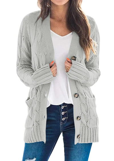 PRETTYGARDEN Women's Open Front Cardigan Sweaters Fall Fashion Button Down Cable Knit Chunky Winter Outerwear Coats PRETTYGARDEN