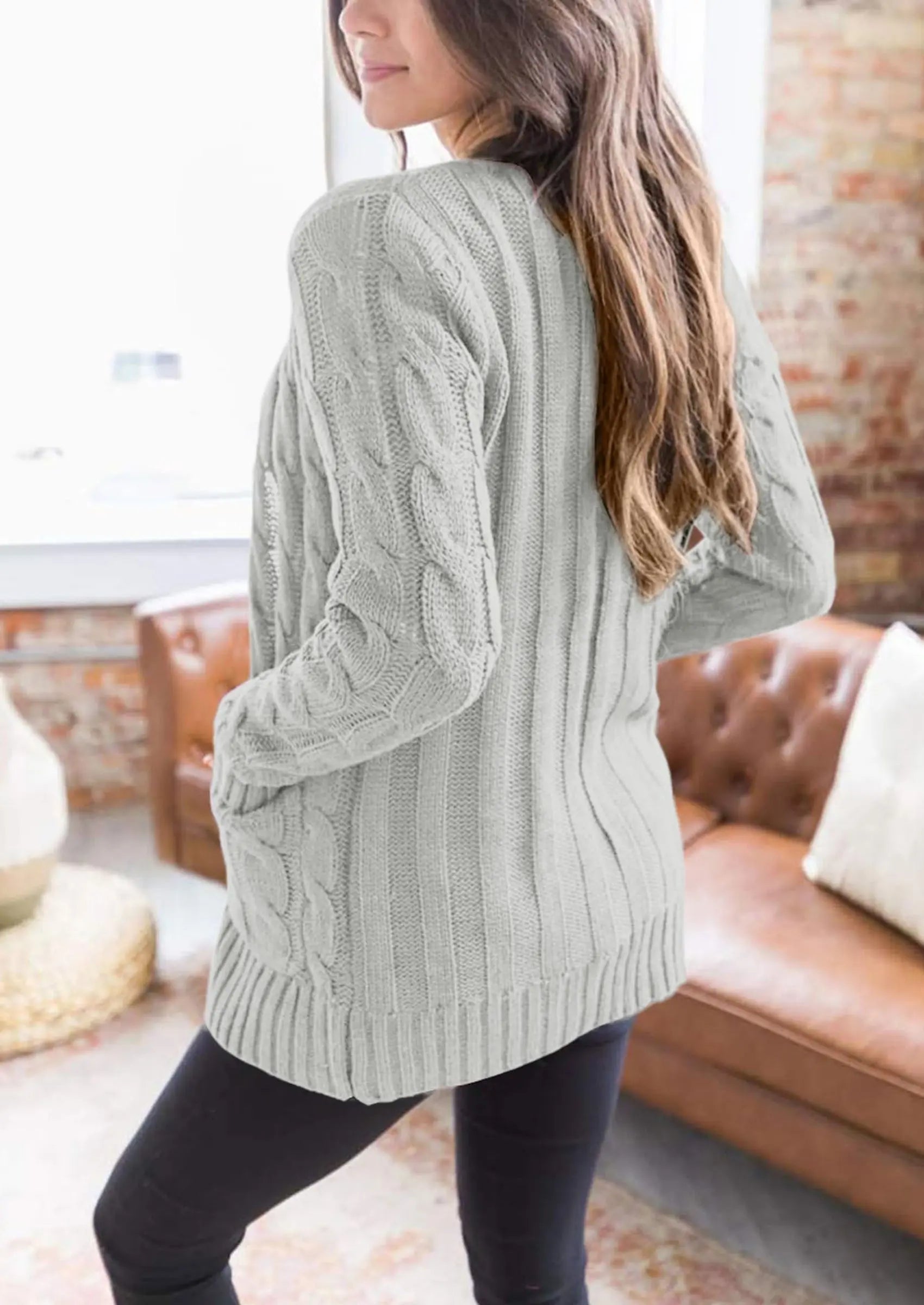 PRETTYGARDEN Women's Open Front Cardigan Sweaters Fall Fashion Button Down Cable Knit Chunky Winter Outerwear Coats PRETTYGARDEN