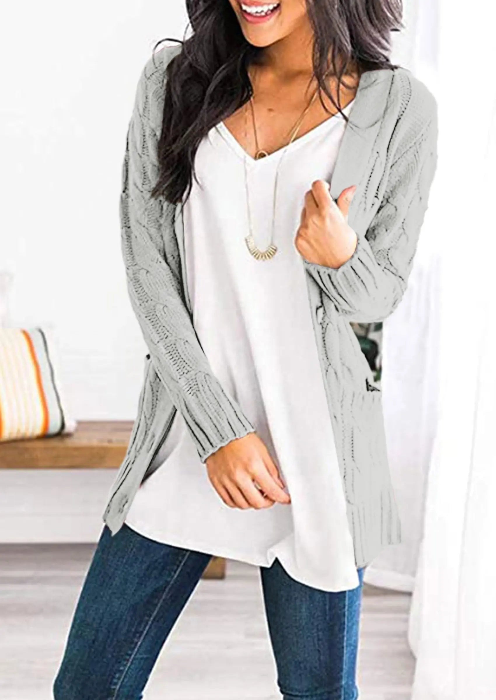 PRETTYGARDEN Women's Open Front Cardigan Sweaters Fall Fashion Button Down Cable Knit Chunky Winter Outerwear Coats PRETTYGARDEN