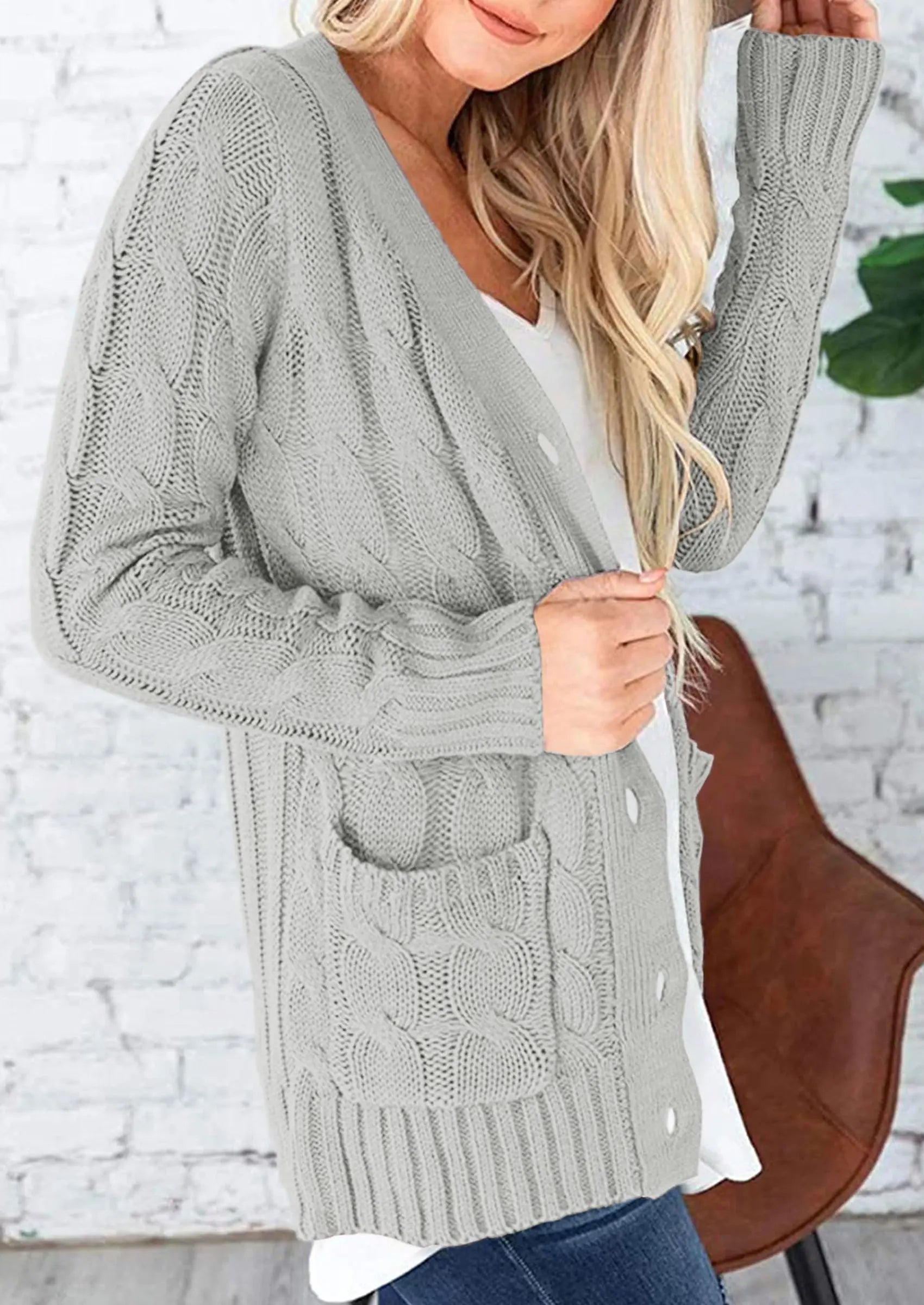 PRETTYGARDEN Women's Open Front Cardigan Sweaters Fall Fashion Button Down Cable Knit Chunky Winter Outerwear Coats PRETTYGARDEN