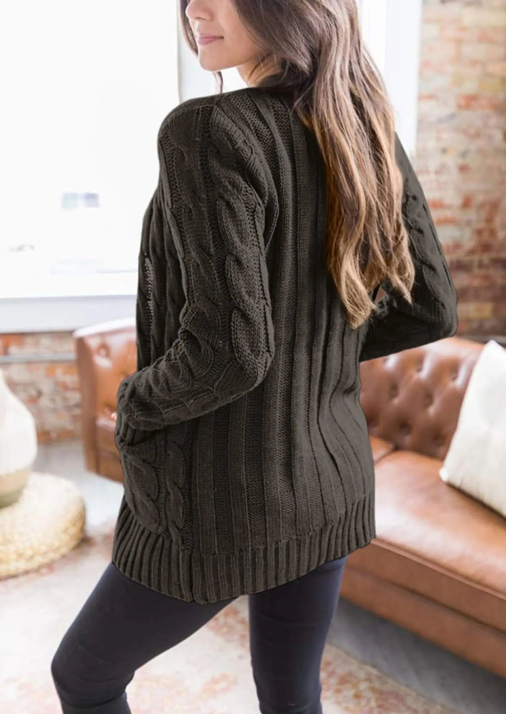 PRETTYGARDEN Women's Open Front Cardigan Sweaters Fall Fashion Button Down Cable Knit Chunky Winter Outerwear Coats PRETTYGARDEN