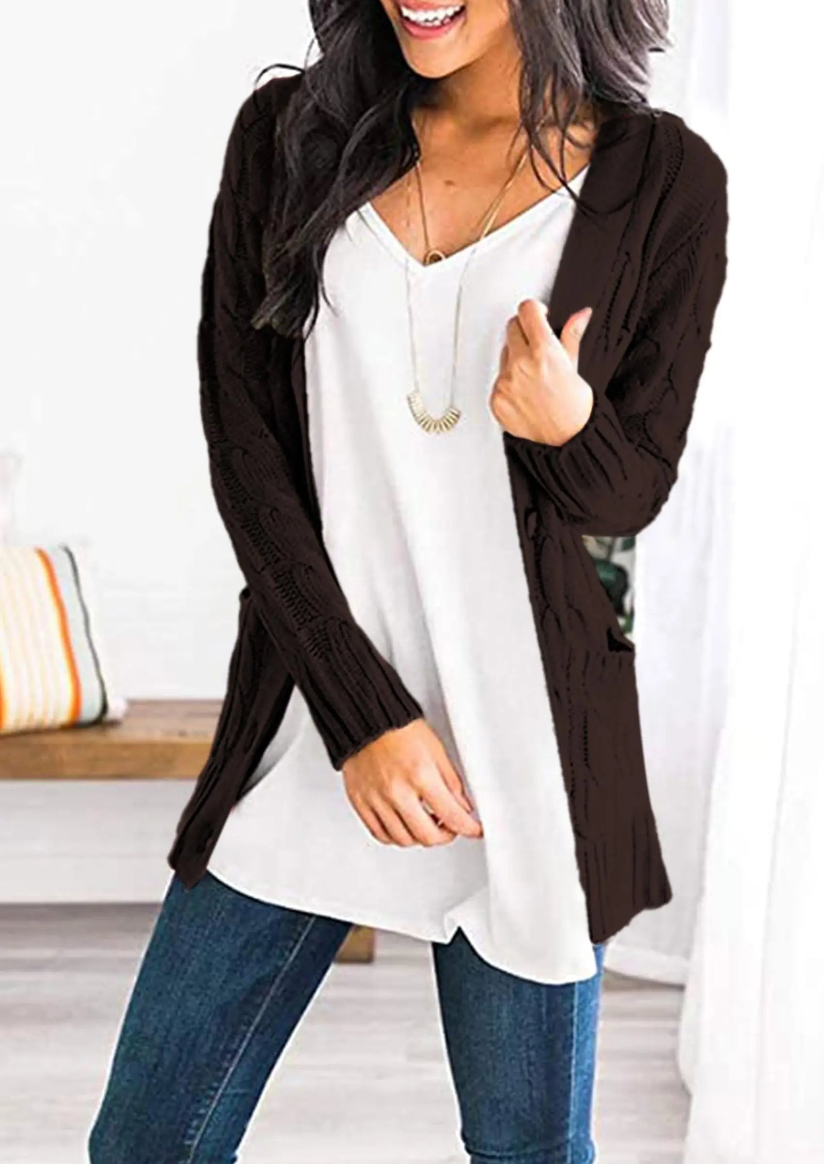 PRETTYGARDEN Women's Open Front Cardigan Sweaters Fall Fashion Button Down Cable Knit Chunky Winter Outerwear Coats PRETTYGARDEN