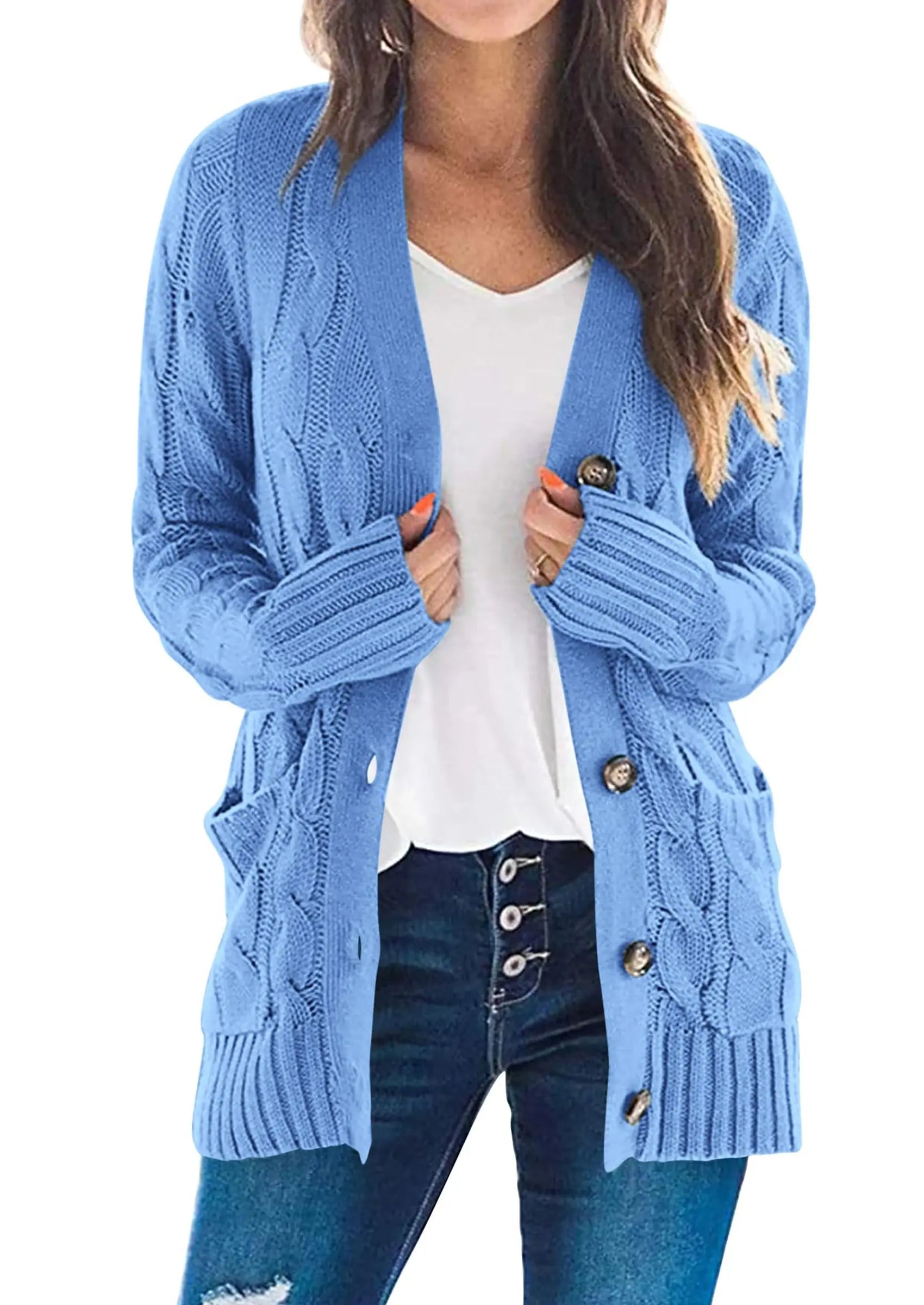 PRETTYGARDEN Women's Open Front Cardigan Sweaters Fall Fashion Button Down Cable Knit Chunky Winter Outerwear Coats PRETTYGARDEN