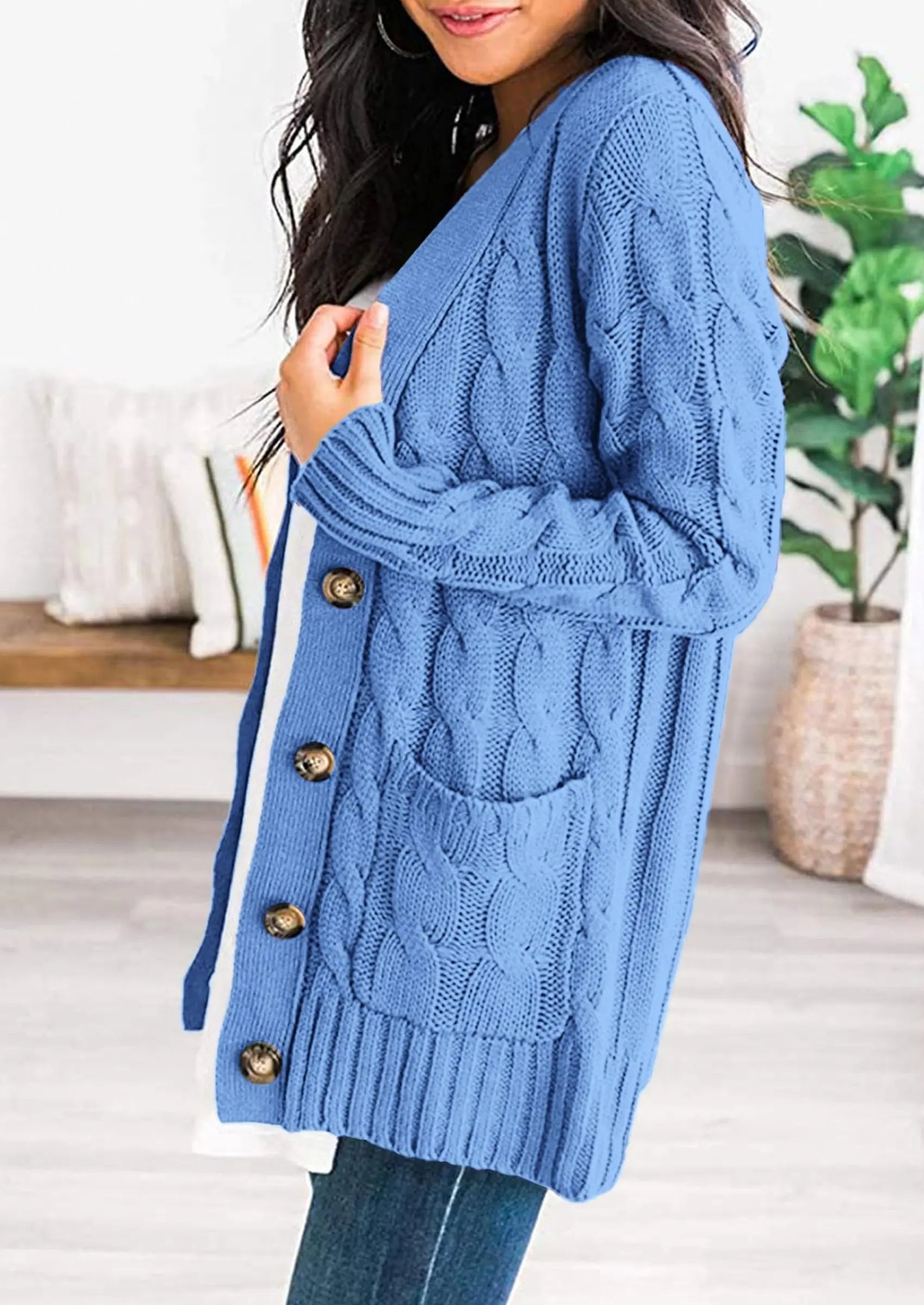 PRETTYGARDEN Women's Open Front Cardigan Sweaters Fall Fashion Button Down Cable Knit Chunky Winter Outerwear Coats PRETTYGARDEN
